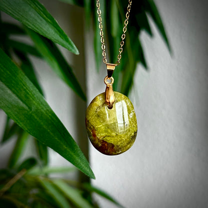 Groene opaal kettinghangers - goud