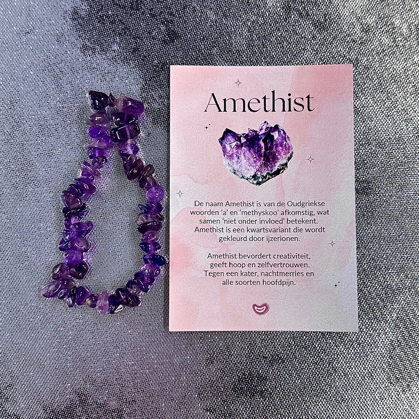 Amethist chip armband in cadeauzakje