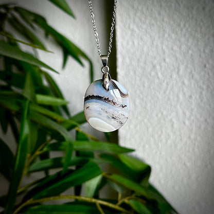 Dendriet agaat kettinghangers - zilver