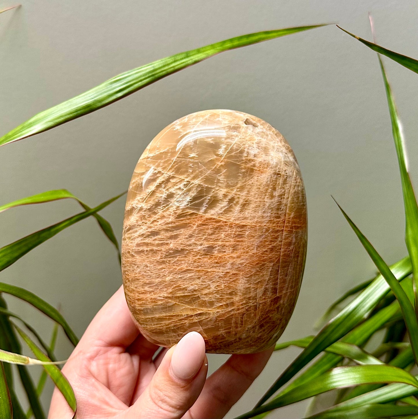 Perzik maansteen sculptuur #22