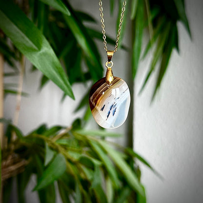 Dendriet agaat kettinghangers - goud