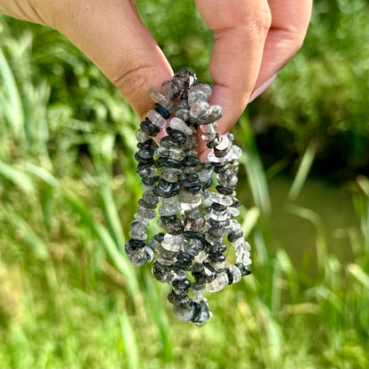 Toermalijn in kwarts chip armband A kwaliteit