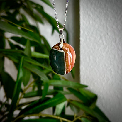 Polychroom jaspis kettinghangers - zilver