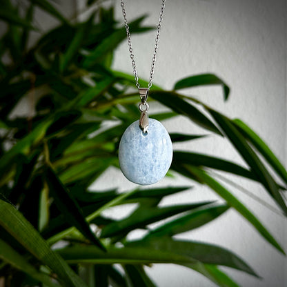 Blauwe calciet kettinghangers - zilver