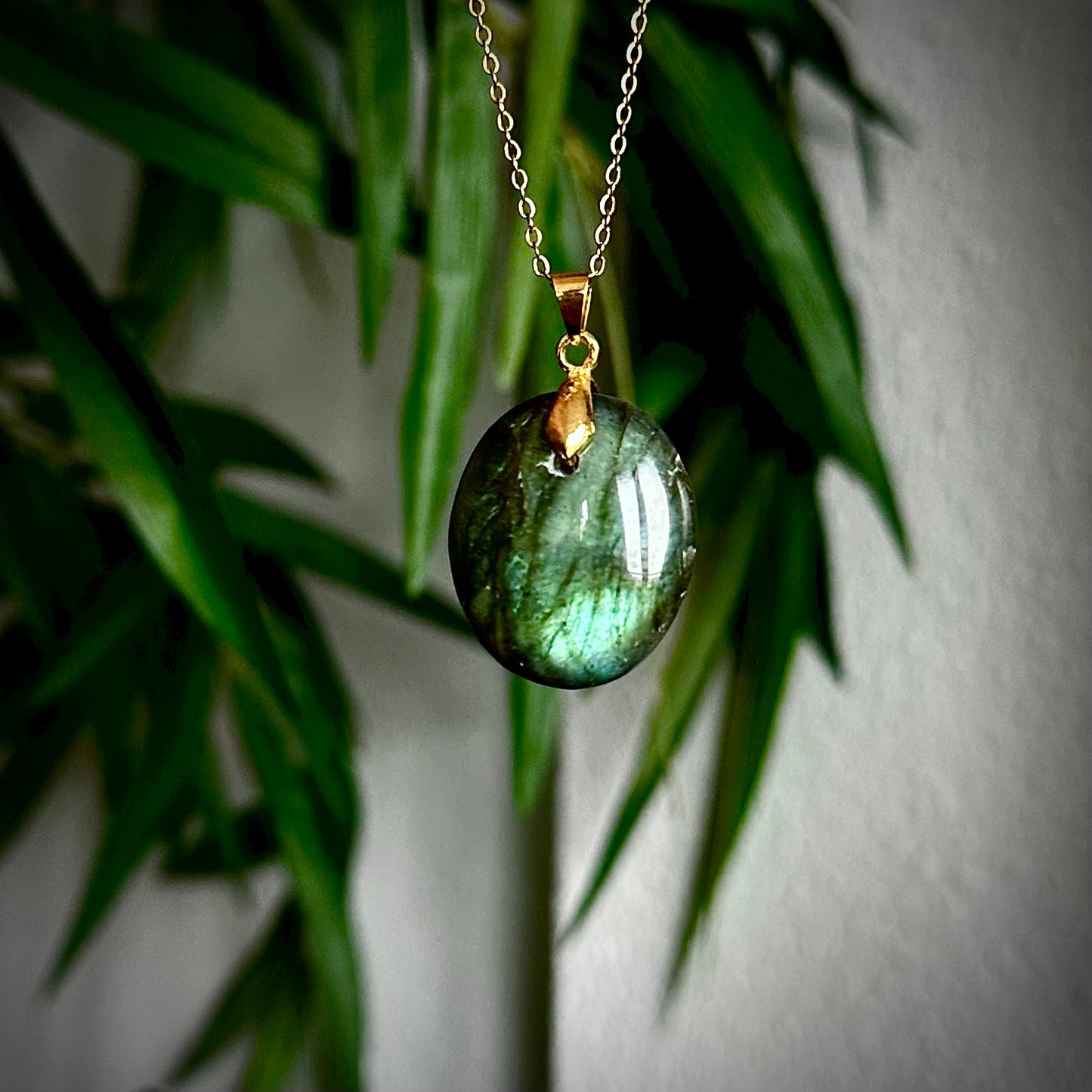 Labradoriet kettinghangers - goud