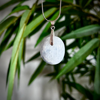 Blauwe calciet kettinghangers - zilver