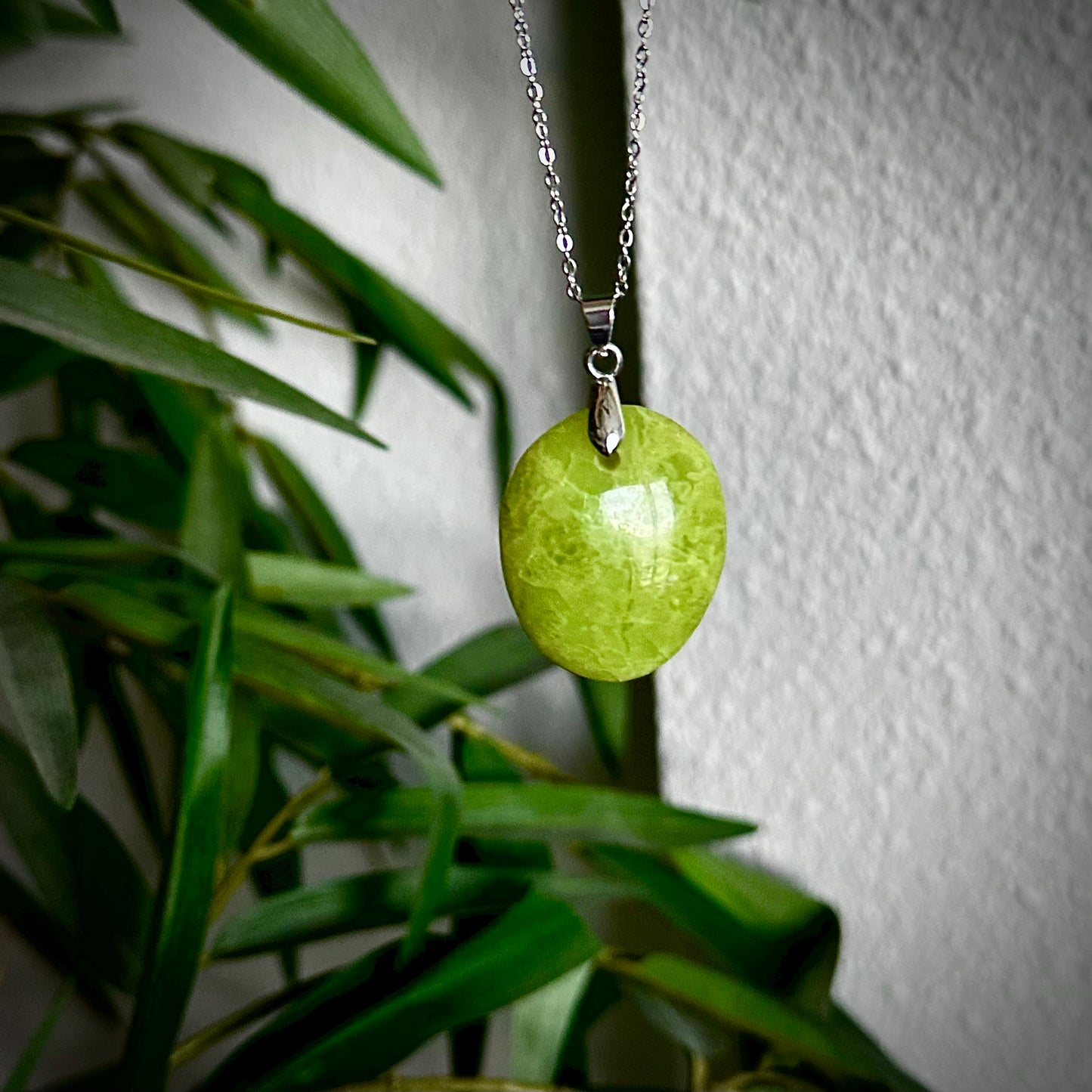 Groene opaal kettinghangers - zilver