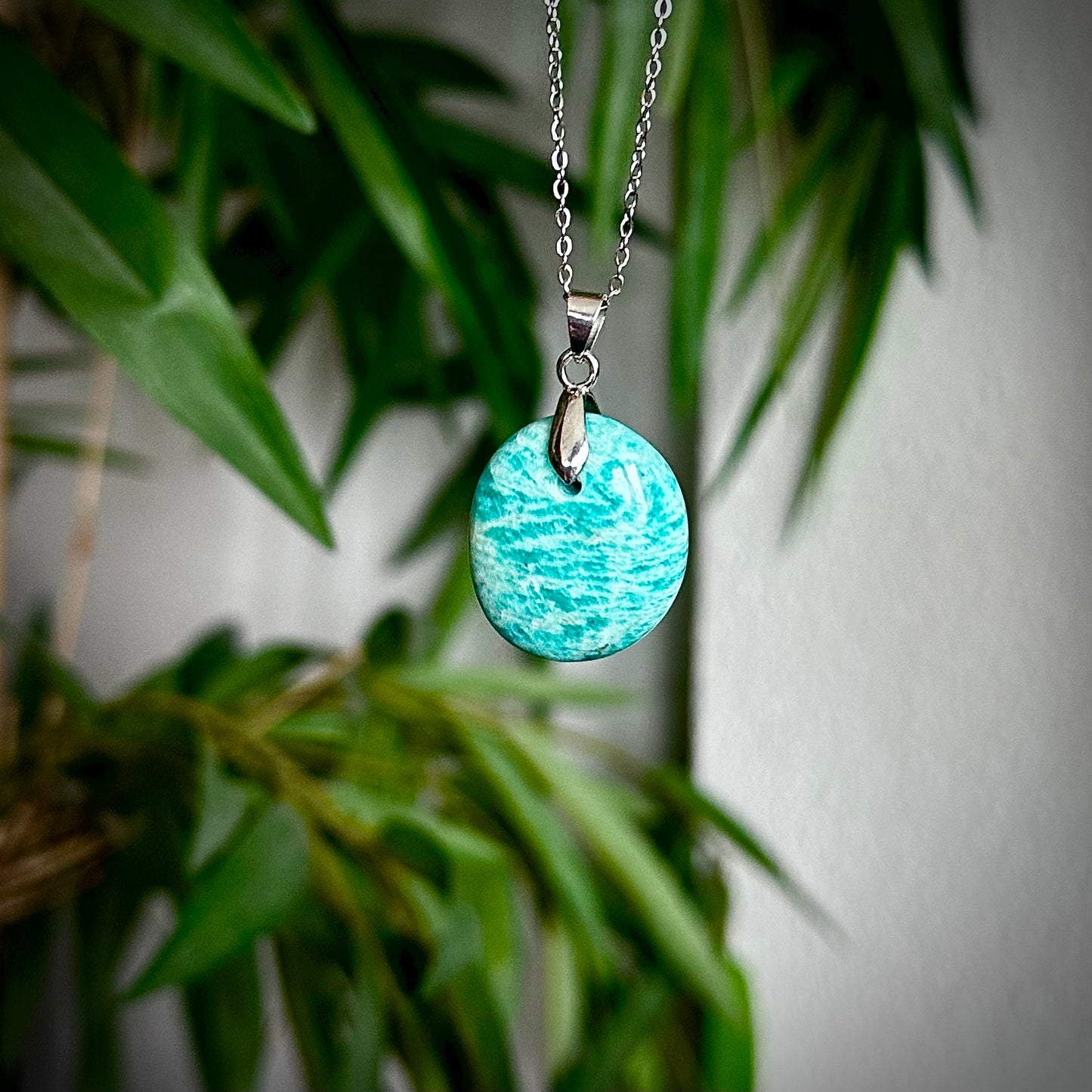 Amazoniet kettinghangers - zilver