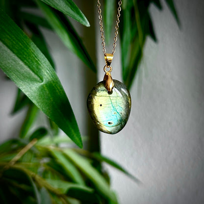 Labradoriet kettinghangers - goud