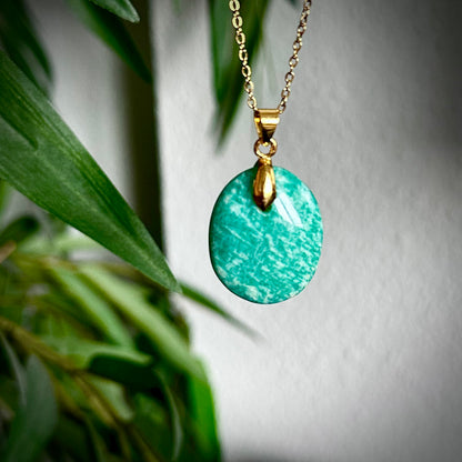 Amazoniet kettinghangers - goud