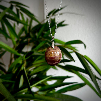 Versteend hout kettinghangers - zilver