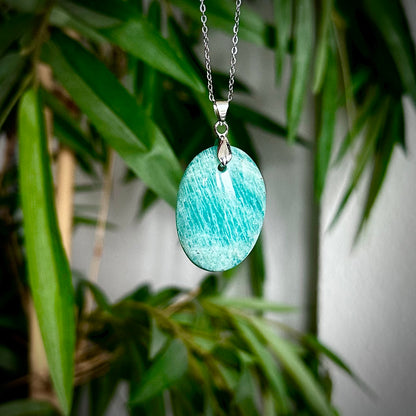 Amazoniet kettinghangers - zilver