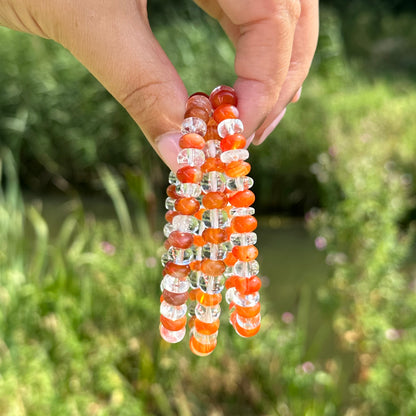 Carneool & bergkristal armband