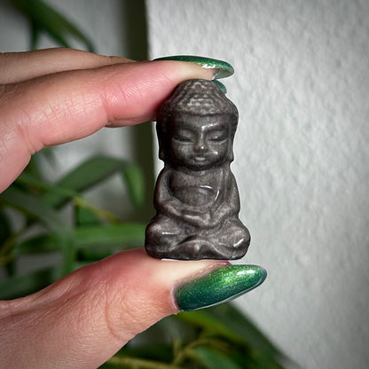 Zilver obsidiaan Buddha