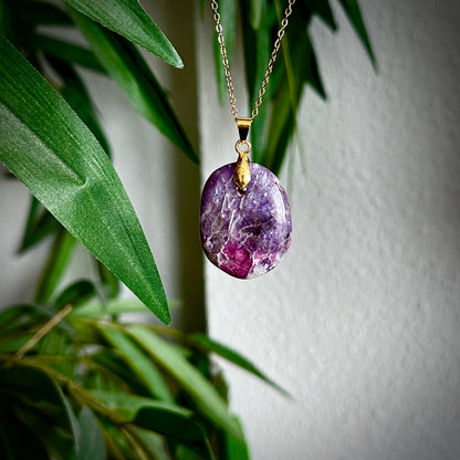 Lepidoliet kettinghangers - goud