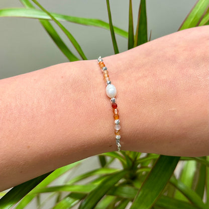 Armband brass/palladium plated met parel