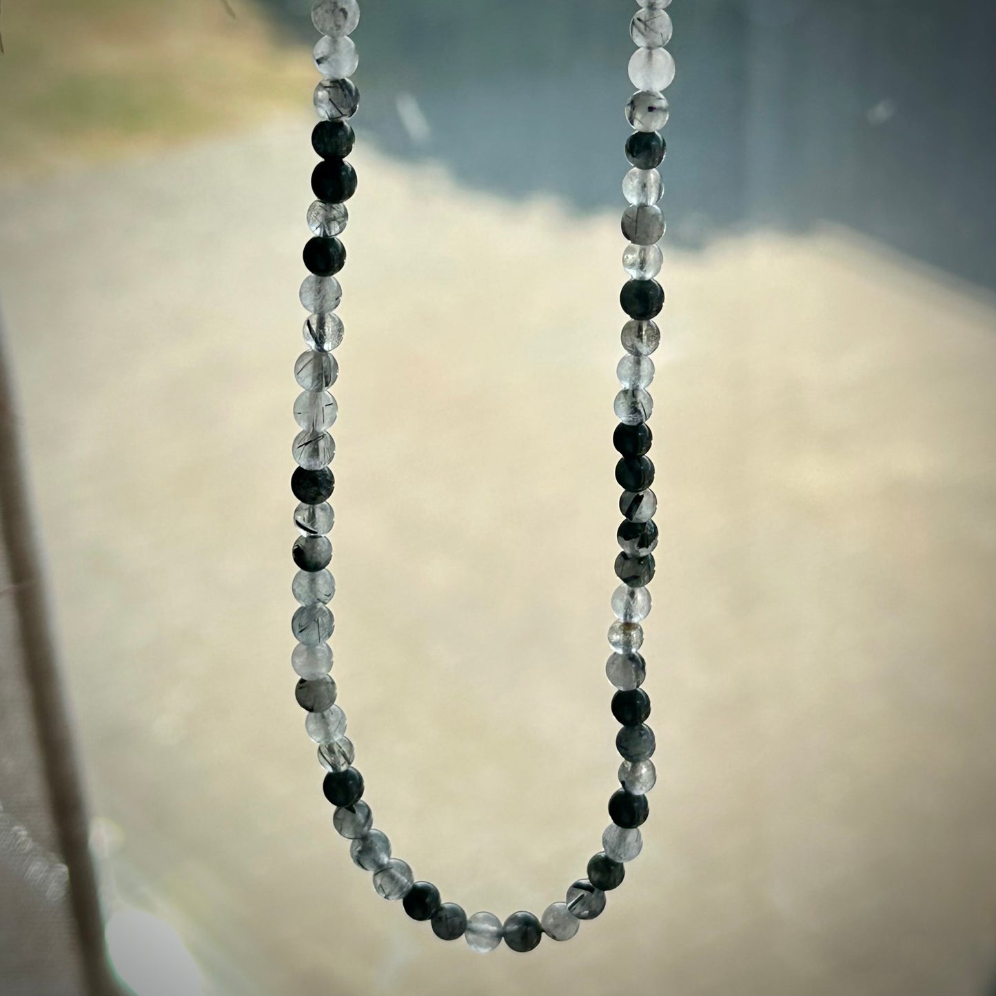 Toermalijn in kwarts ketting 45 cm
