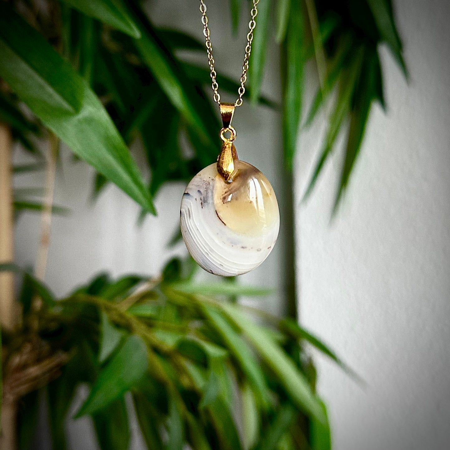 Dendriet agaat kettinghangers - goud