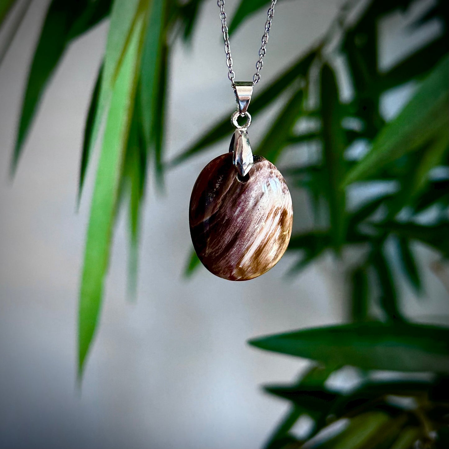 Versteend hout kettinghangers - zilver