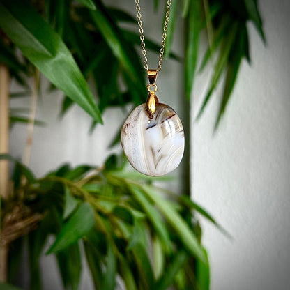 Dendriet agaat kettinghangers - goud