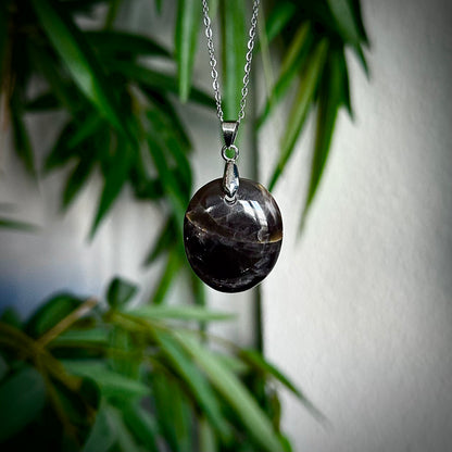 Zwarte maansteen kettinghangers - zilver