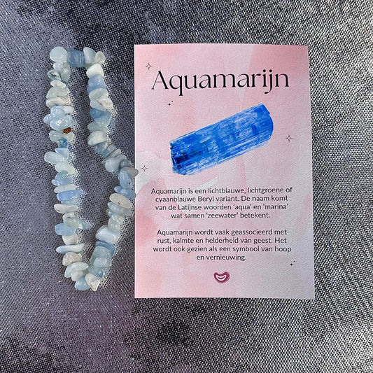 Aquamarijn chip armband in cadeauzakje