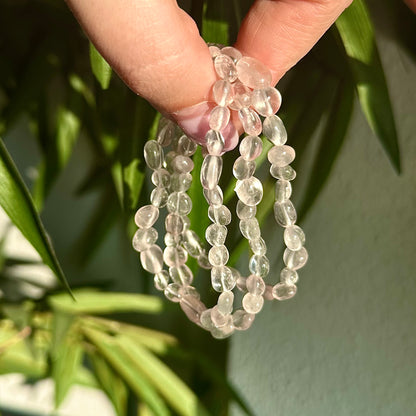 Ijs rozenkwarts getrommelde armband