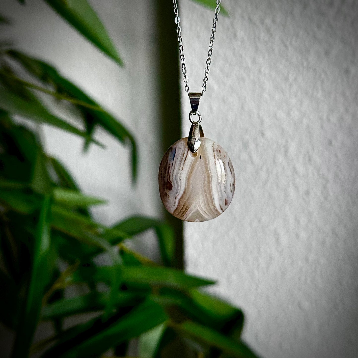 Dendriet agaat kettinghangers - zilver