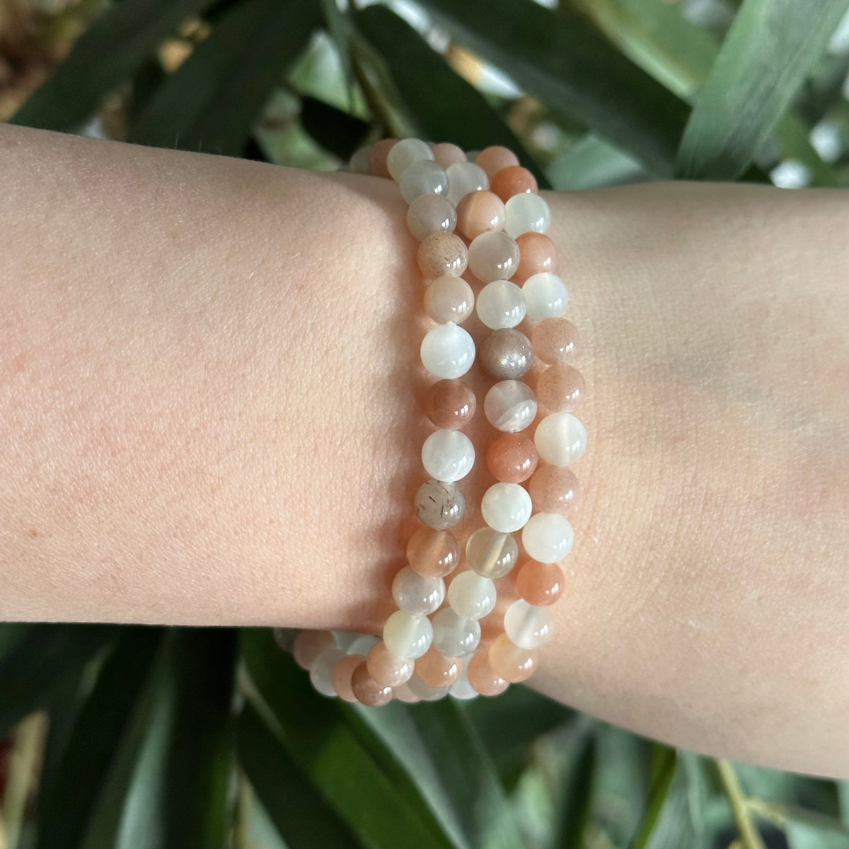 Maansteen mix armband 6mm flashy!
