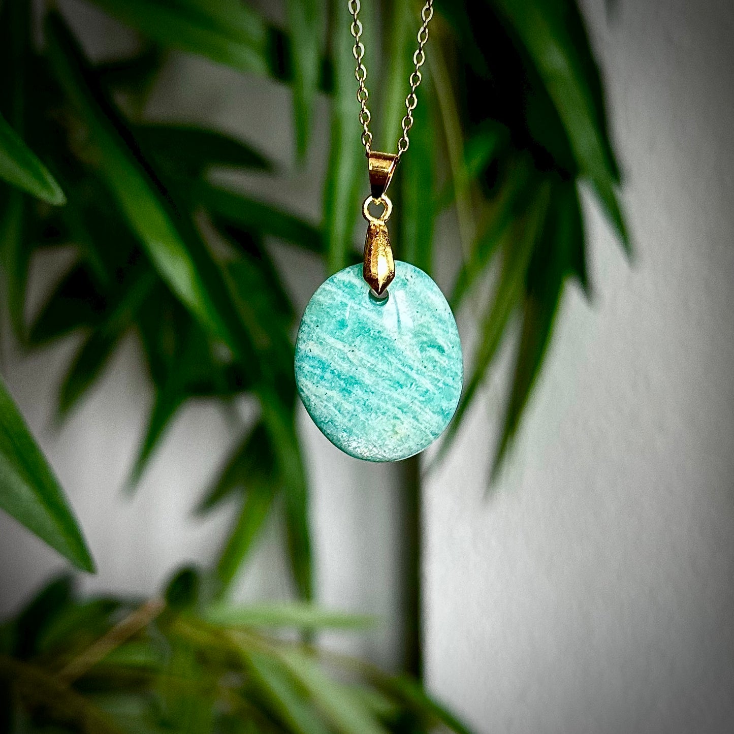 Amazoniet kettinghangers - goud