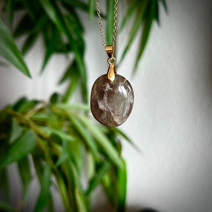 Zwarte maansteen kettinghangers - goud