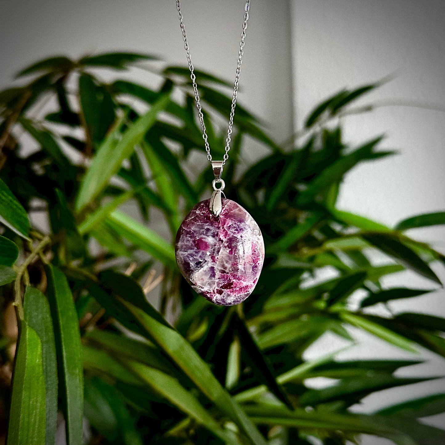 Lepidoliet kettinghangers - zilver