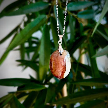 Polychroom jaspis kettinghangers - zilver