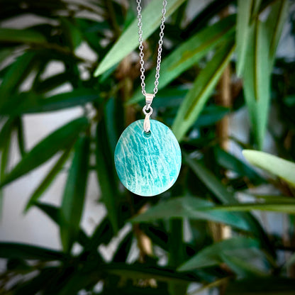 Amazoniet kettinghangers - zilver