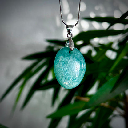 Amazoniet kettinghangers - zilver