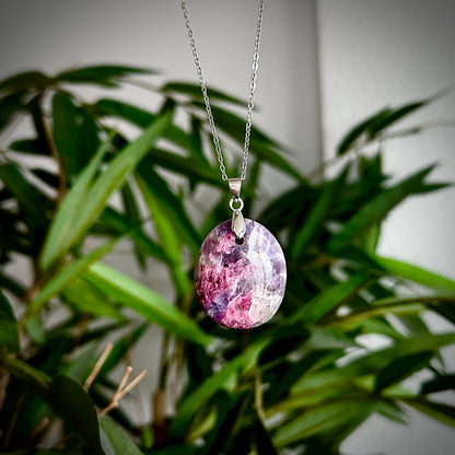 Lepidoliet kettinghangers - zilver