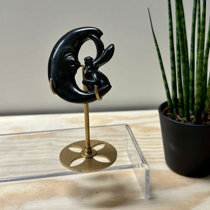 Goud obsidiaan elfje op maan