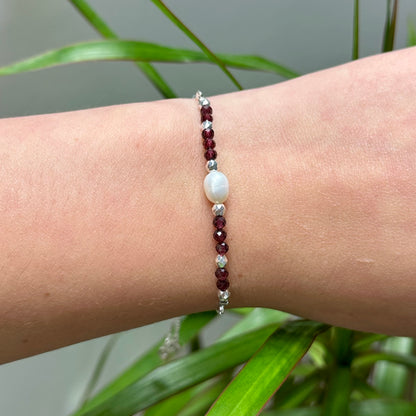 Armband brass/palladium plated met parel