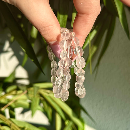 Ijs rozenkwarts getrommelde armband