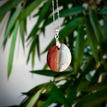 Polychroom jaspis kettinghangers - zilver