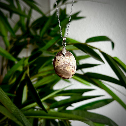 Versteend hout kettinghangers - zilver