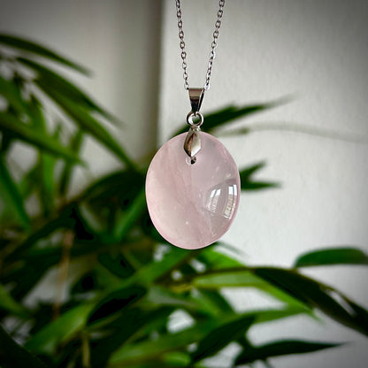 Rozenkwarts kettinghangers - zilver