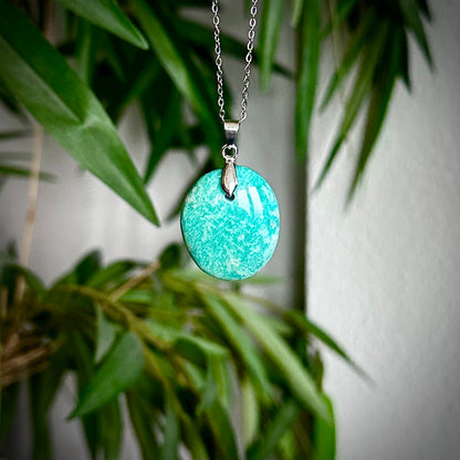 Amazoniet kettinghangers - zilver