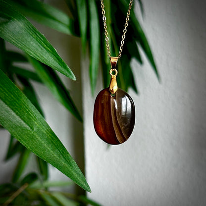 Polychroom jaspis kettinghangers - goud