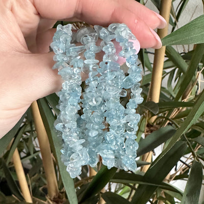 Aquamarijn chip armband