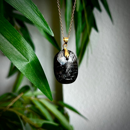 Zwarte maansteen kettinghangers - goud