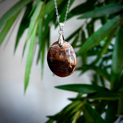 Versteend hout kettinghangers - zilver