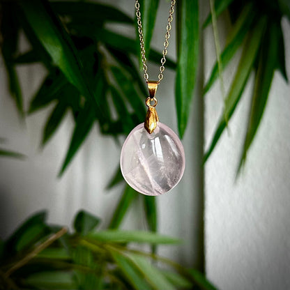 Rozenkwarts kettinghangers - goud