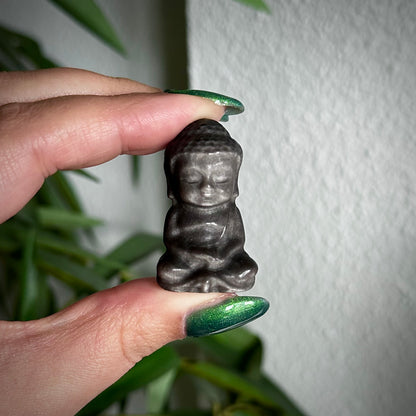 Zilver obsidiaan Buddha