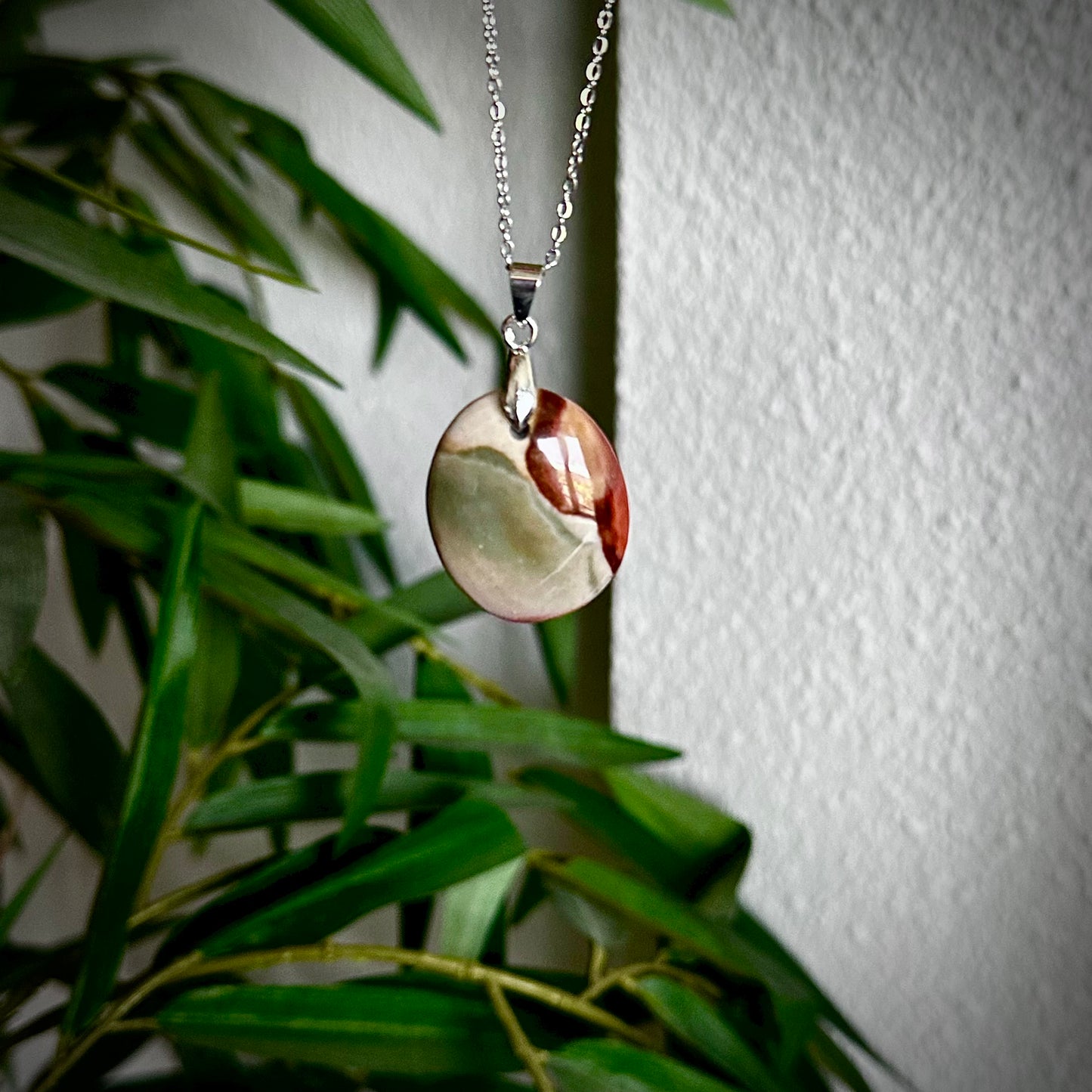 Polychroom jaspis kettinghangers - zilver